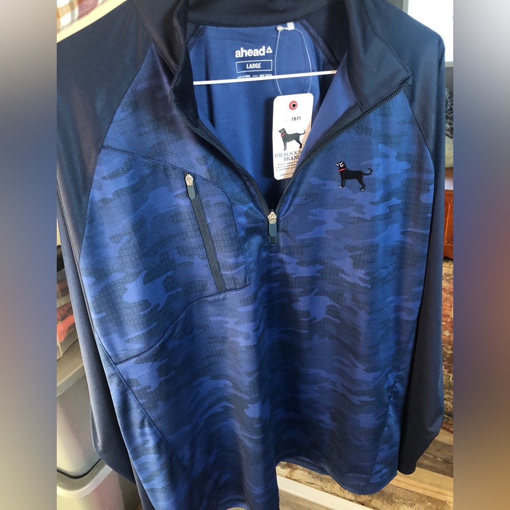 The Black Dog Mens Navy Camo Quarter Zip Pullover